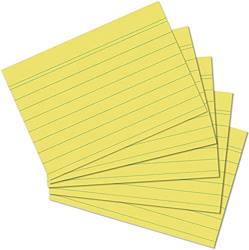 Exacompta 38089B 100er Pack Premium Karteikarten liniert DIN A8 ideal für die Schule, zum Lernen von Vokabeln und passend zur Bunnybox Lernkartei 55 x 74 mm gelb