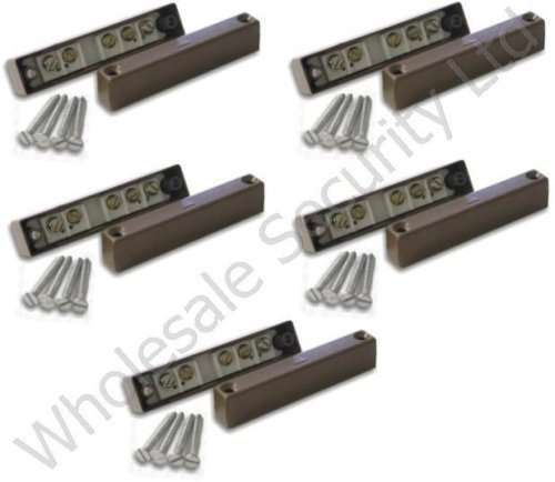 5 X Door Contact for Wired Intruder Alarm Systems - BROWN