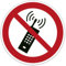 Verbot-Aufkleber 2 Stück - Eingeschaltete Mobiltelfone/Handys verboten (ISO 7010) Größe 300x300 mm ® stempel-fabrik.de