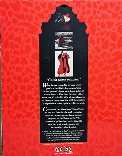 Cruella De Vil Ruthless in Red Great Villains 101 Dalmatian Collector Doll
