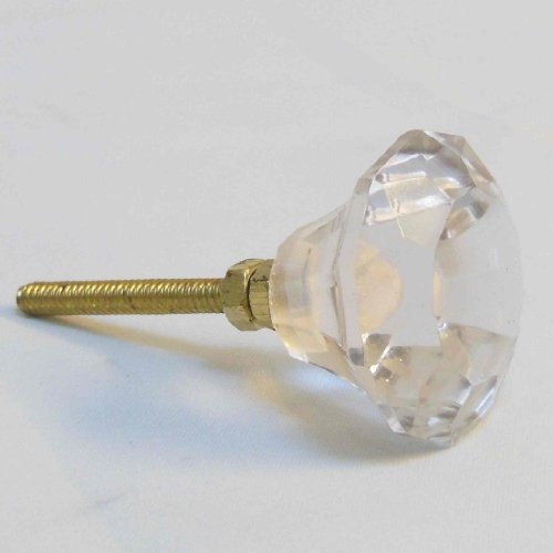 Small Clear Faceted Glass Cupboard Door Knobs & Drawer Pulls