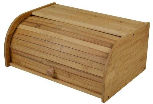 Spetebo Bambus Brotkasten mit Rolldeckel - 40 cm - Holz Brotbox mit verschließbarem Deckel - Brotkorb Brotkiste Brot Aufbewahrungsbox Vorratsbox mit Klappdeckel