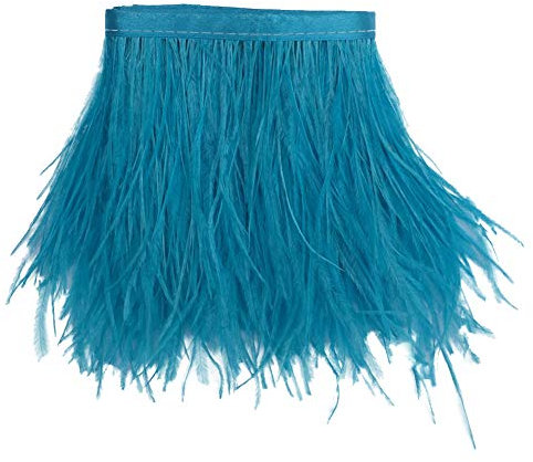 Sowder Straußenfeder-Borte, Fransen mit Satinband, für Kleidung, Kostüme, Nähen, Dekoration, 183 cm türkis
