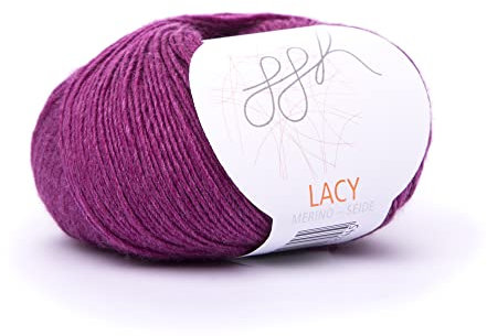 ggh Lacy - Merinowolle mit Seide - 25g Wolle zum Stricken oder Häkeln - Lace-Garn - Farbe 016 - Amethyst