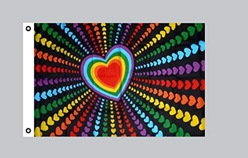 Everflag Flagge 90 x 150 : Regenbogen Bunte Herzen