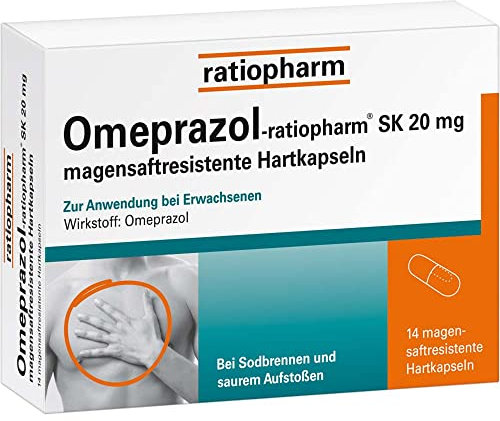 Omeprazol-ratiopharm® SK 20 mg: schnelle und gezielte Linderung bei Sodbrennen und saurem Aufstoßen, 14 Hartkapseln