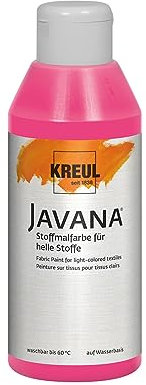 KREUL 91336 - Javana Stoffmalfarbe für helle Stoffe, 250 ml Glas in pink, geschmeidige Farbe auf Wasserbasis mit cremigem Charakter, dringt fasertief ein, waschecht nach Fixierung