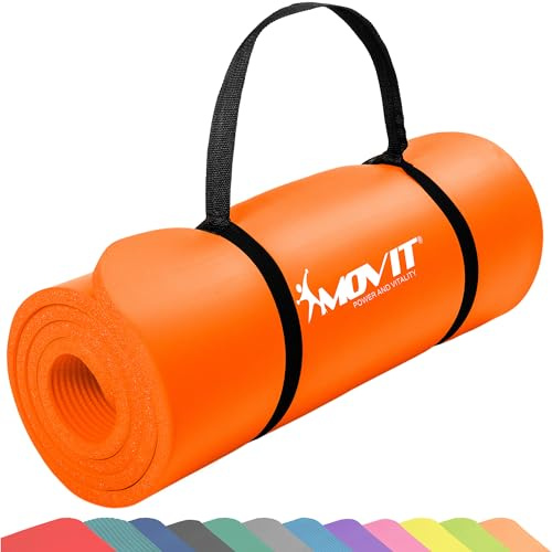 MOVIT® Gymnastikmatte – 3 Größen & 12 Farben, 10/15 mm, mit Tragegurt | Fitnessmatte extra dick aus NBR als Yogamatte für Yoga, Pilates & Gymnastik – hautfreundlich und rutschfest