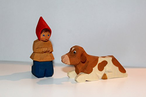 Lotte Sievers-Hahn Krippenfiguren * SET Bub betend mit Kalb im Baumwollbeutel