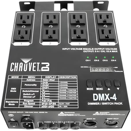 CHAUVET DJ DMX-4 Dimmer/Relay Pack for LED & Incandescent Stage Lights