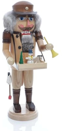 Rudolphs Schatzkiste Nußknacker Spielzeughändler mit Bauchladen Höhe= 36cm NEU Weihnachten Seiffen Nutcracker Nüsse Erzgebirge Winter Dekoration Holzkunst Holz Weihnachtsmann Christmas Walnuss