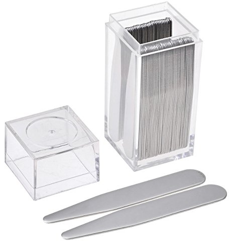 Jovivi 36pc Stainless Steel Collar Stays in Clear Plastic Box for Mens Dress Shirt, Order The Sizes You Need (2.2)