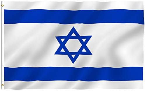 Anley Fly Breeze Bandera de Israel de 3x5 pies - Color Vivo y Resistente a la decoloración UV - Encabezado de Lona y Doble Costura - Banderas Nacionales israelíes Poliéster con Arandelas