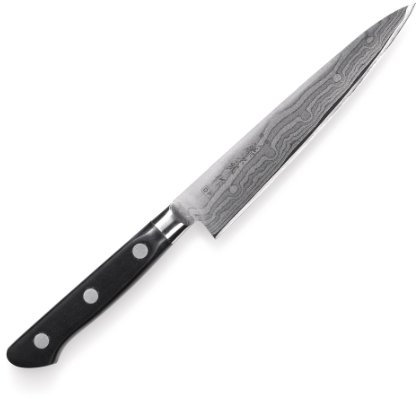 Tojiro Messer - japanische 37 Lagen Damastmesser HQ - kleines Gyuto Kochmesser - Klinge 15 cm - mit Edelstahl Zwinge - 505L