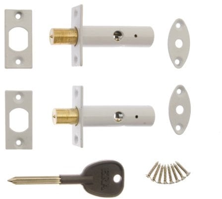 ERA 838-13 Door Security Bolt with 1 Key - White (2 Pieces)