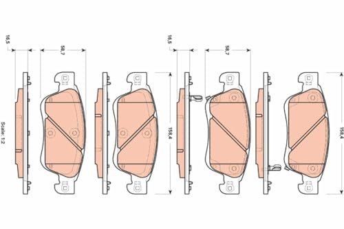 TRW GDB3503 Brake Pad Set of 4 Compatible for Infinitti FX SUV 2008 - Front Axle and Other Vehicles