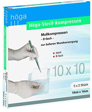 Höga Steril Kompressen 10 x 10 cm 8 fach, 5X2 St