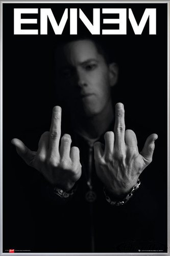 Close Up Eminem Poster Finger MMLP2 (93x62 cm) gerahmt in: Rahmen Silber matt