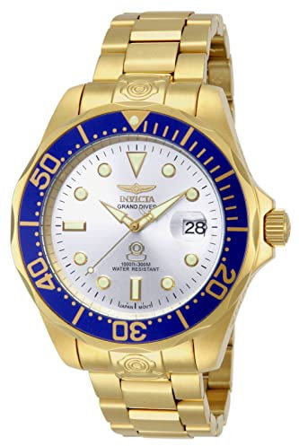 Invicta Grand Diver 13872 Herren Uhr - Wasserdicht - Analog - Automatikuhr - Edelstahl mit silbernen zifferblat - 47mm