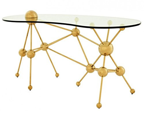 Casa Padrino Luxus Schreibtisch/Sekretär Glas/Gold Astronomy - Art Deco