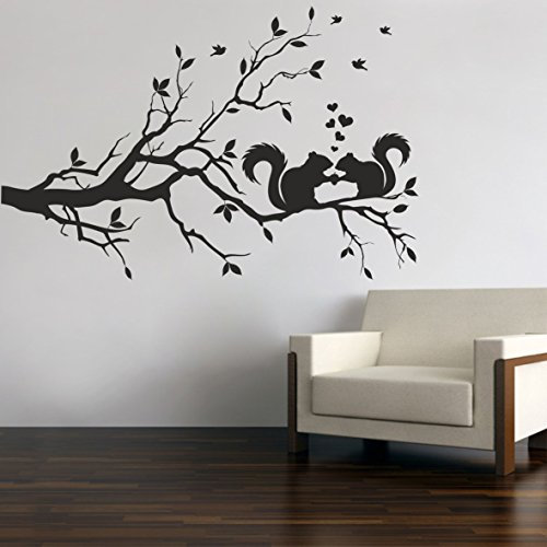 Eichhörnchen auf AST Wandtattoo Wandaufkleber Wandsticker Wohnzimmer Auto Laptop Aufkleber Sticker (88 x 58 cm, per Mail)