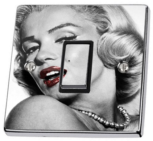 stika.co Pack of 2 Marilyn Monroe Black and White Light Switch Stickers, Self-Adhesive Vinyl Light Switch Cover, Iconic Bedroom Wall Art Decor, Single Switch with Cut-Out, Peel and Stick