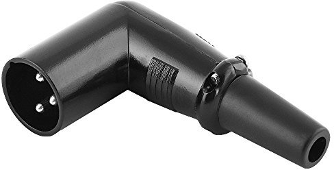 BestPlug 3 poliger Audio XLR Mikrofon Stecker männlich 90° abgewinkelt, Metallausführung, Schwarz