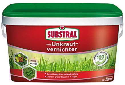 Substral Rasendünger mit Unkrautvernichter, 2in1: Unkrautvernichtung + Düngung, 100 Tage Langzeitwirkung, 250 m², 5 kg