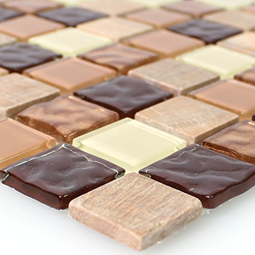 Selbstklebende Mosaikfliesen Karaman Naturstein Glas Beige Braun