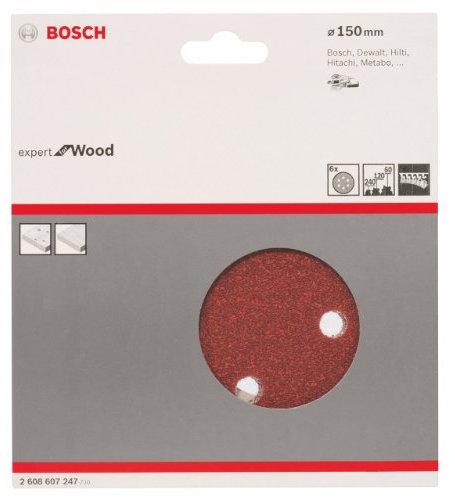 Bosch Accessories Disque Abrasif pour Ponceuses Orbitales, 60/120/240 Grain, 150mm, Lot de 6