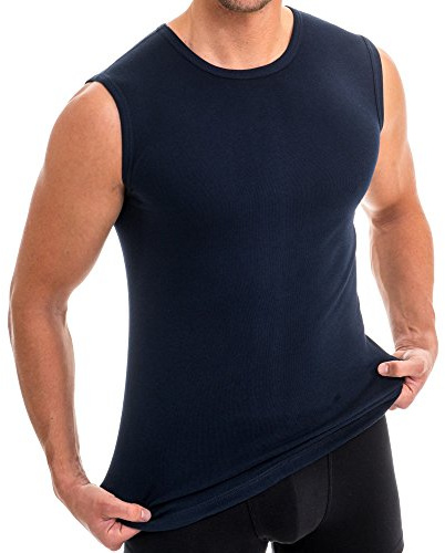 HERMKO 3040 Herren Muskelshirt aus 100% Bio-Baumwolle, Unterhemd Atlethic Vest Rundhals viele Farben