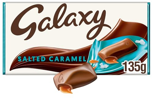 Galaxy Salted Caramel Pieces Smooth Milk Chocolate Sharing Bar 135g | Salted Caramel with Indulgent Milk Chocolate Sharing Treats, Ideal for Movie Night Sweets, Gifts Snacks & Party Essentials