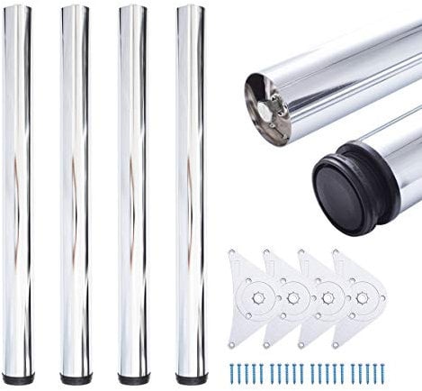 sossai® Premium Pieds de table TBCH | réglable en hauteur (+2cm) | Design: chrome | Lot de 4 | Hauteur: 82 cm (820 mm) | Outils pour l'assemblage inclus