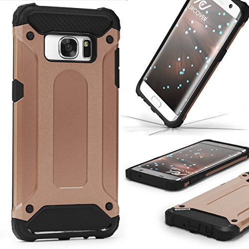 Urcover Steel Hybrid Schutzhülle kompatibel mit Samsung Galaxy S7 Edge Hülle mit [Kantenschutz] Handyhülle [Rose Gold] Bumper Cover Back Case Etui Handyschutz