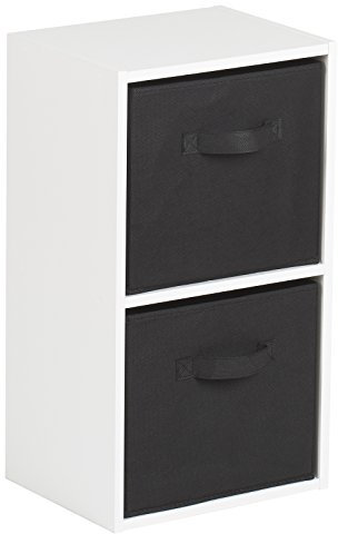 Hartleys 2 Tier White Cube Unit - Black Storage Boxes