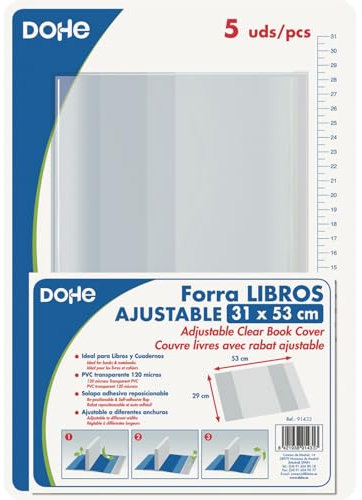 DOHE 91430 Pack de 5 couvertures de protection de livres et cahiers