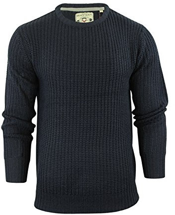 Mens Jumper Brave Soul Binary Fisherman Knitted Crew Neck Sweater