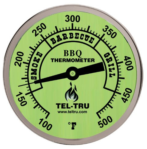 Tel-Tru BQ300 thermomètre Barbecue, cadran 3 pouces avec éclat les zones 4 pouces Strain, 100/500 degrés F