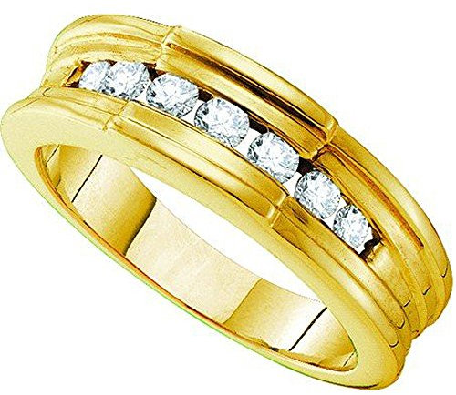 DazzlingRock Collection Men's 0.25 Carat (Ctw) 14K Yellow Gold Round White Diamond Men's Fashion Ring Wedding Band 1/4 Ct
