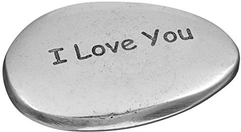 Abbott Collection Set of 3 Pieces 1 Metal Silver Aluminum Small Pebble I Love You Figurine