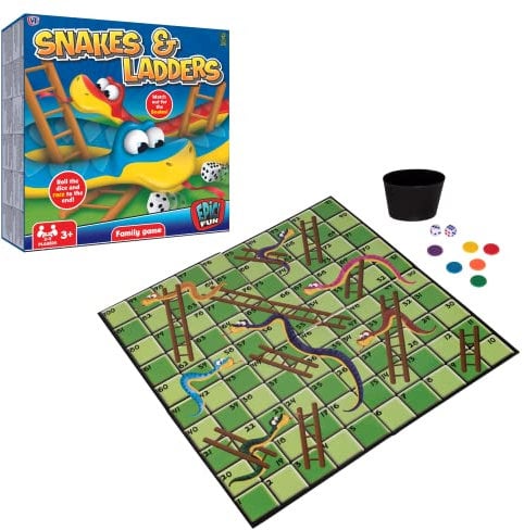 HTI Toys Traditional Games Snakes & Ladders Family Board Game Set Age 3+