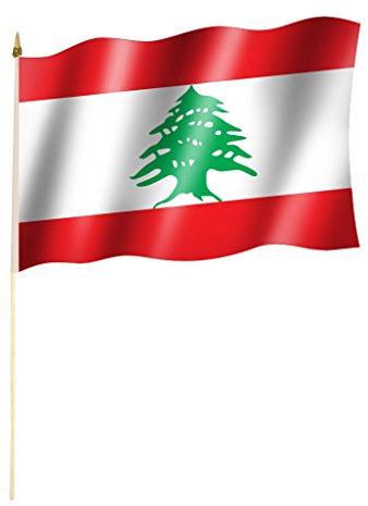 Stockflagge/Stockfahne LIBANON Flagge/Fahne ca. 30 x 45 cm mit ca. 60cm Stab/Stock