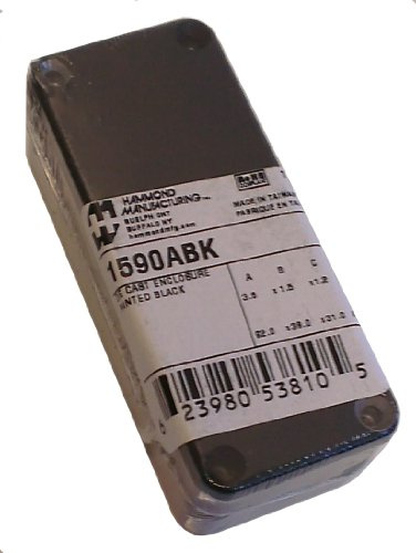 Hammond 1590ABK Black Diecast Aluminum Enclosure - Inches (3.64 x 1.52 x 1.06) mm (93mm x 39mm x 27mm)