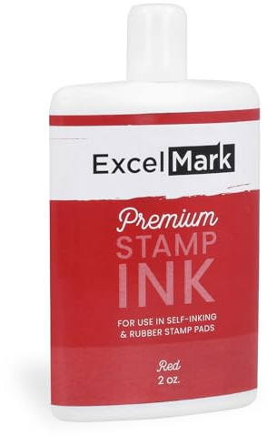 ExcelMark Self Inking Stamp Refill Ink - 2 oz. - Red Ink