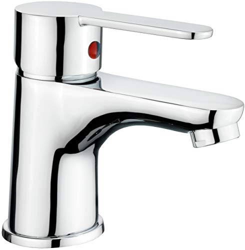 Cornat Waschtisch-Einhebelarmatur Gaia - Verchromter Messingkörper - Normale Auslaufhöhe - Mit Ablaufgarnitur / Wasserhahn fürs Bad / Waschbecken-Armatur / Badarmatur / GA1