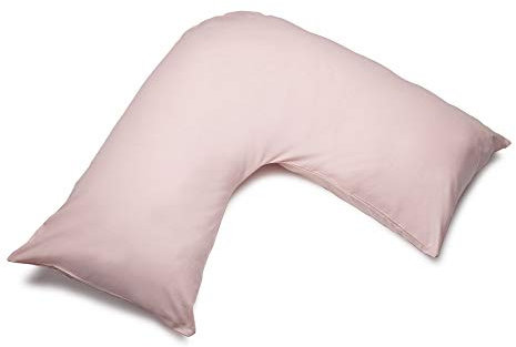 Belledorm Pink V shaped pillow case cover with poppers - 200 thread count percale - pregnancy maternity orthopaedic support nursing (Blush)
