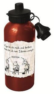 baumhaus 'Von Idioten umzingelt' rot - Wiederverwendbare Zylindrische Wasserflasche aus Kunststoff, Schlankhalsflasche, Täglicher Gebrauch, Wandern, Proteste, Veranstaltungen, Alltag