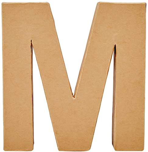Glorex 6 2029 113 - Papp - Buchstabe M, Buchstabe aus brauner Pappe, ca. 17,5 X 5,5 cm groß, zum bemalen und bekleben, für Serviettentechnik und Décopatch, ideal als Dekoration
