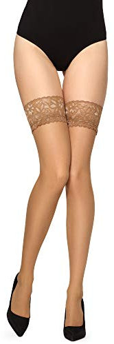 Merry Style Collant Bas Fin Transparent Autofixant pour Porte-jarretelles Lingerie Sexy Sous-vêtements Femme MS 200 15 DEN (Gazelle, M-L)