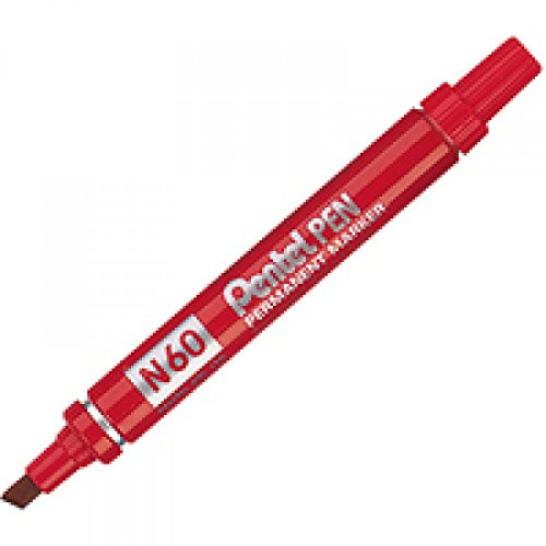 Pentel N60-B - N60 Permanent Marker Chisel Tip Red N60-B - (PK12)